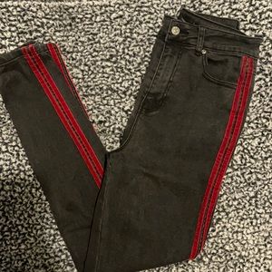 Forever 21, Size 27, Black w/ red stripe